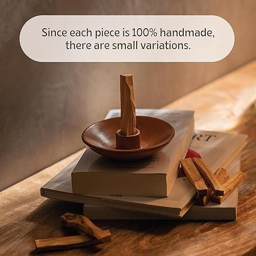 Miniatura 5 de Luna Sundara Auténtico soporte para palitos de Palo Santo de cerámica de Perú y soporte para incienso, incluye 5 palitos de Palo Santo hechos a