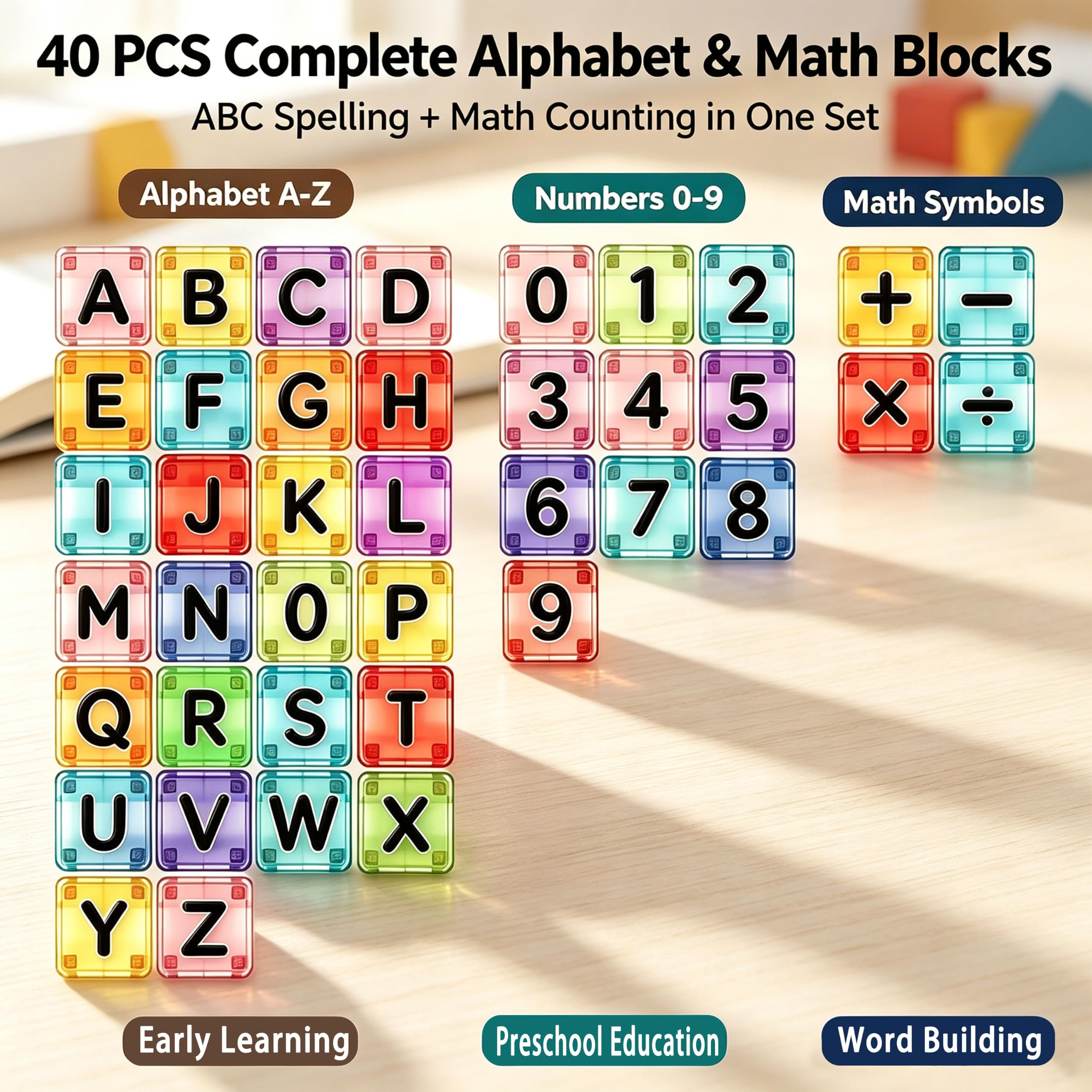 Letras magnéticas y números para niños, juego de 40 imanes educativos del alfabeto con estuche de lata premium, perfecto para niños de 3 a 8 años, aprendizaje de ortografía, lectura de