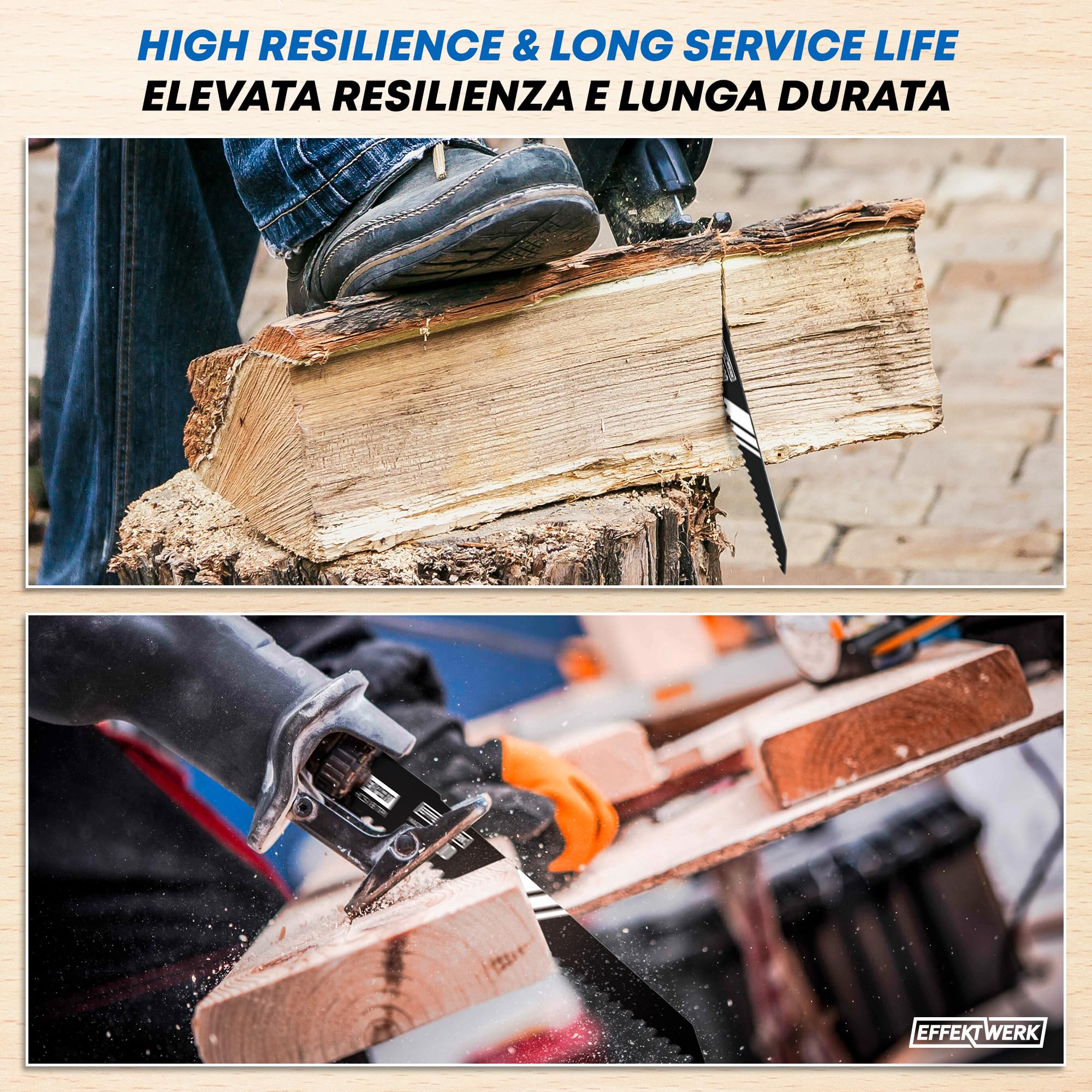 Lame per sega alternativa per legno (5 pezzi) per taglio di legno e plastica, lame per sega universale in acciaio ad alto tenore di carbonio (HCS) con 6 TPI (denti per pollice)