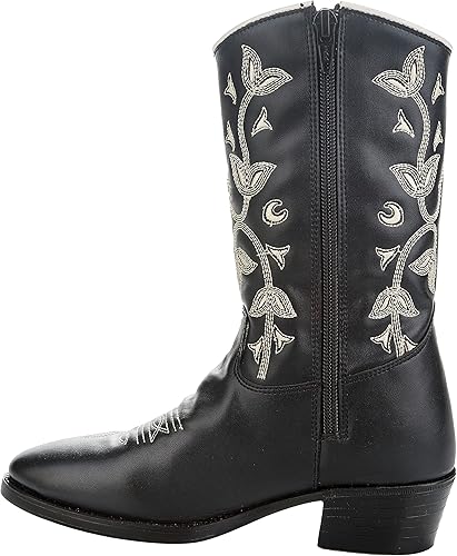 Vista 3 de TuffRider Botas occidentales florales negras para niños pequeños, color negro, con calcetines a rayas surtidos