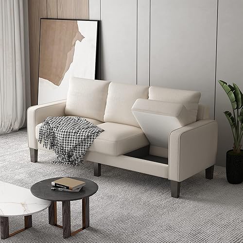 Miniatura 17 de Tmosi Moderno sofá biplaza tapizado, sofá de 2 plazas con almohadas de respaldo extraíbles para espacios pequeños, sofá de 2 plazas para dormitorio,