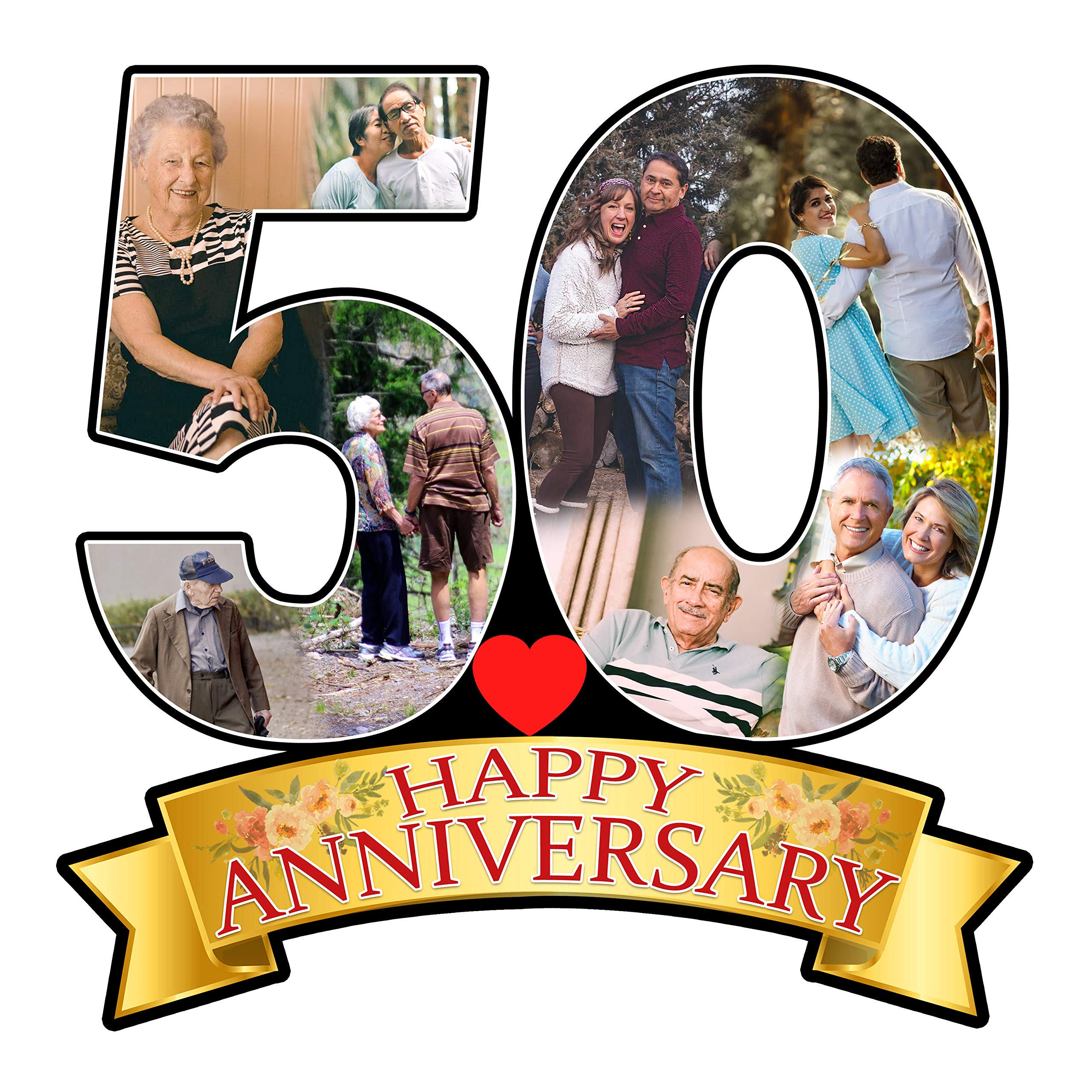 Shri Kanth Art® Personalized 50th Happy Anniversary Picture Photo Frame for Love Once Photo Collage Frame, Personalized Picture Frame Gift for Life Partner-(16x 16 Inches Multi Color)-image-11