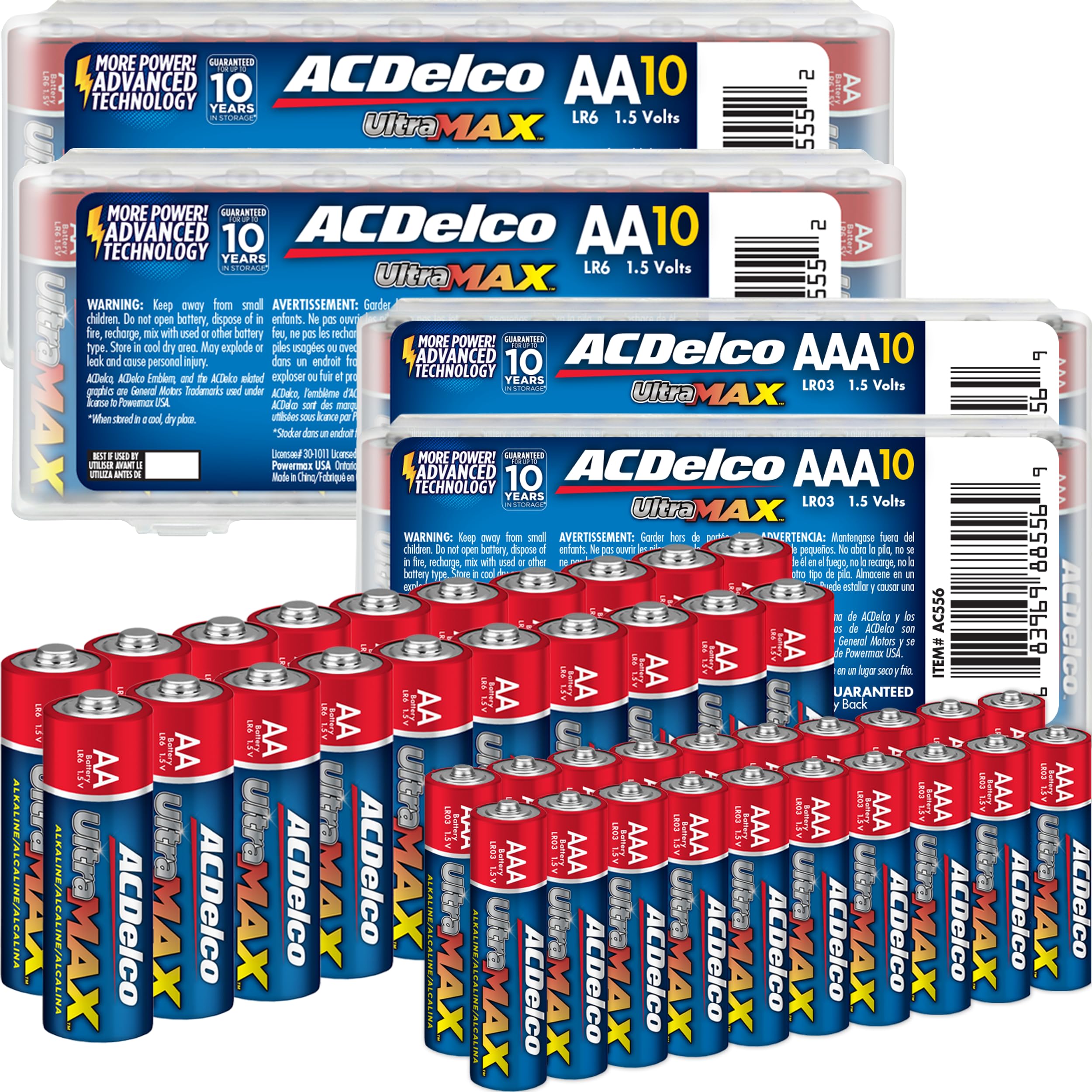 ACDelco UltraMAX AA and AAA Batteries, 40-Count Combo Pack, 20-Count Each, Alkaline Battery with Advanced Technology, 10-Year Shelf Life, Reclosable Packaging