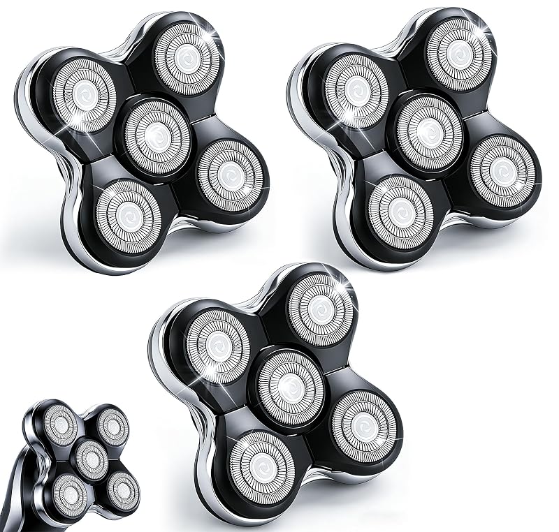 Cabeças magnéticas de reposição LOREAD compatíveis com Skull Shaver, 5 lâminas, pacote com 3