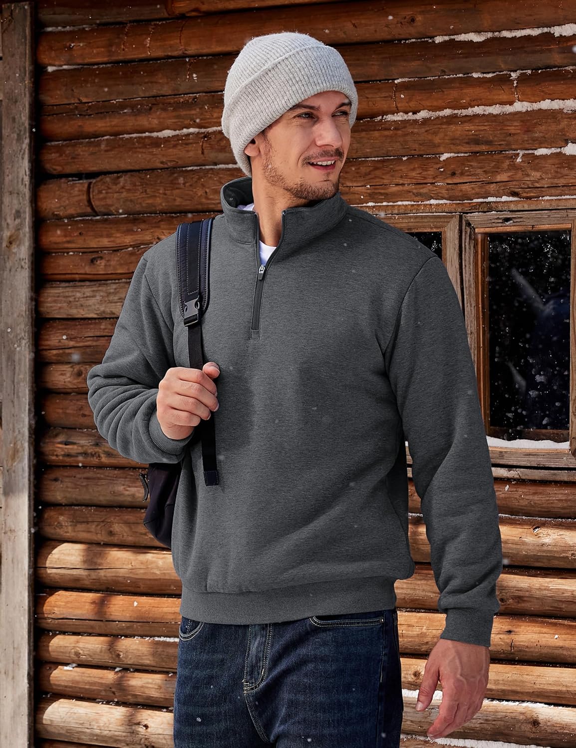 TACVASEN Men's Quarter Zip Fleece Pullover Sweatshirts Sherpa Lined Heavy weight Winter Shirts Thermal Warm Sweaters - Image 7