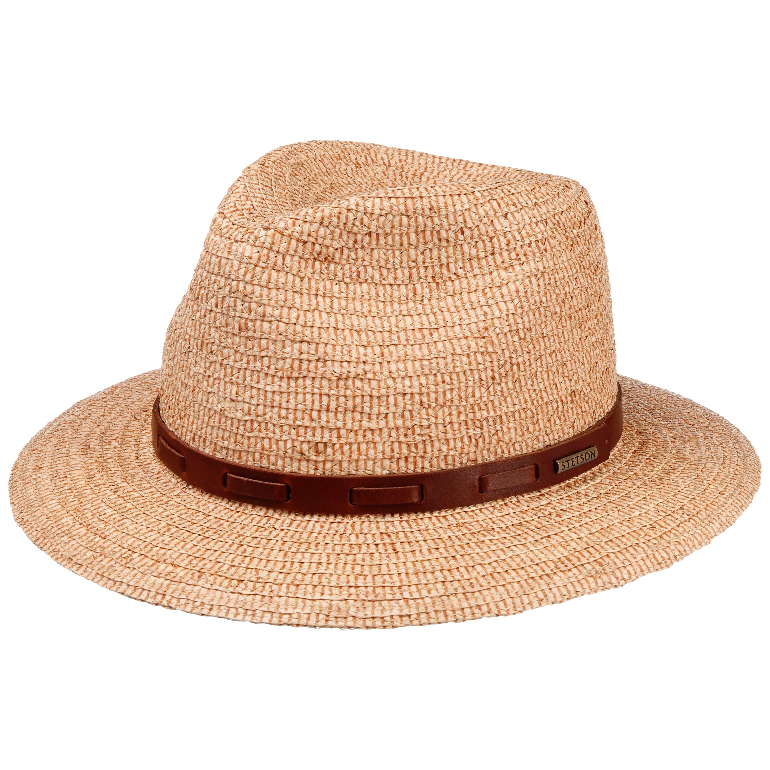 Stetson Letivo Traveller Raffiahut Hut mit Ledergarniturband Klassisch UV-Schutz Damen Herren Frühjahr Sommer