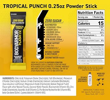 BODYARMOR Flash IV Zero Sugar Electrolyte Mix, Berry/Citrus Variety, 15 Ct