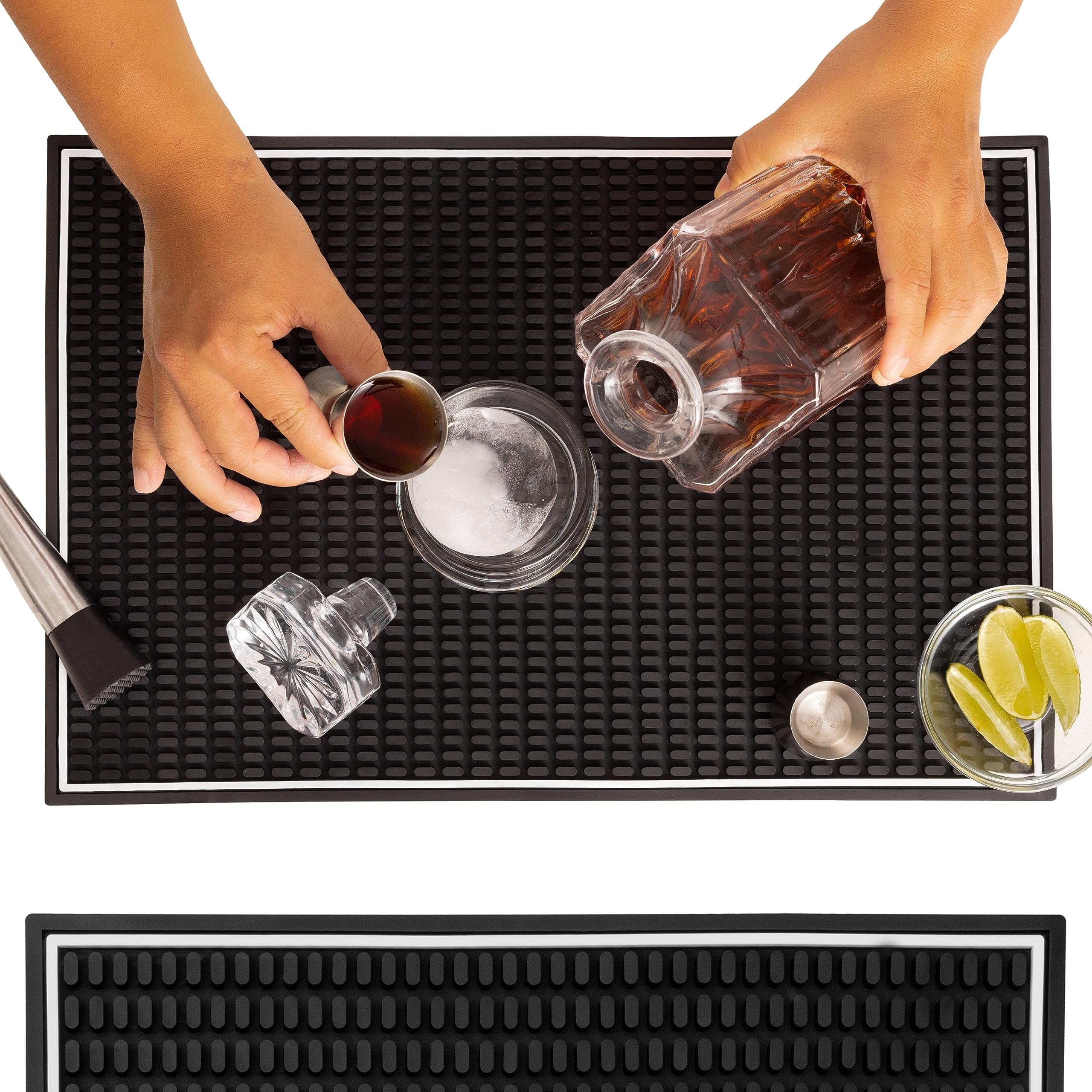 Premium Rubber Bar Mat 18" X 12" 1cm Thick Anti-Skid Non-Toxic Rubber Bar Mats for Countertop, Home Bar, Restaurants - Best Bar Spill Mat for You