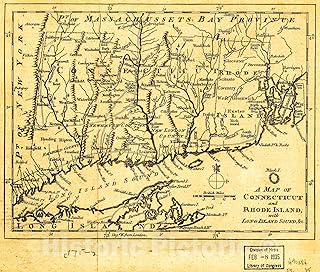 Historic 1776 Wall Map - A map of Connecticut and Rhode Island with Long Island Sound, c. 24in x 20in