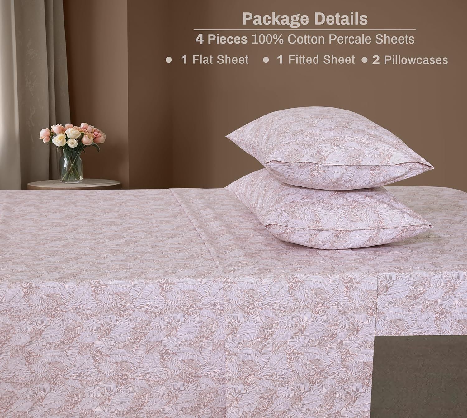 ZOYER 100% Cotton Sheets – Full Size Percale Bedding, Cooling & Breathable, Durable with a Crisp, Soft & Comfortable Feel, 16" Deep Pocket, 4-Piece Set, Negative Print - Image 5