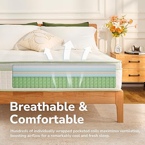 Miniatura 6 de Colchón Pro de tamaño King de 12 pulgadas  Colchón híbrido de firmeza media con espuma viscoelástica de gel refrescante para aliviar la presión