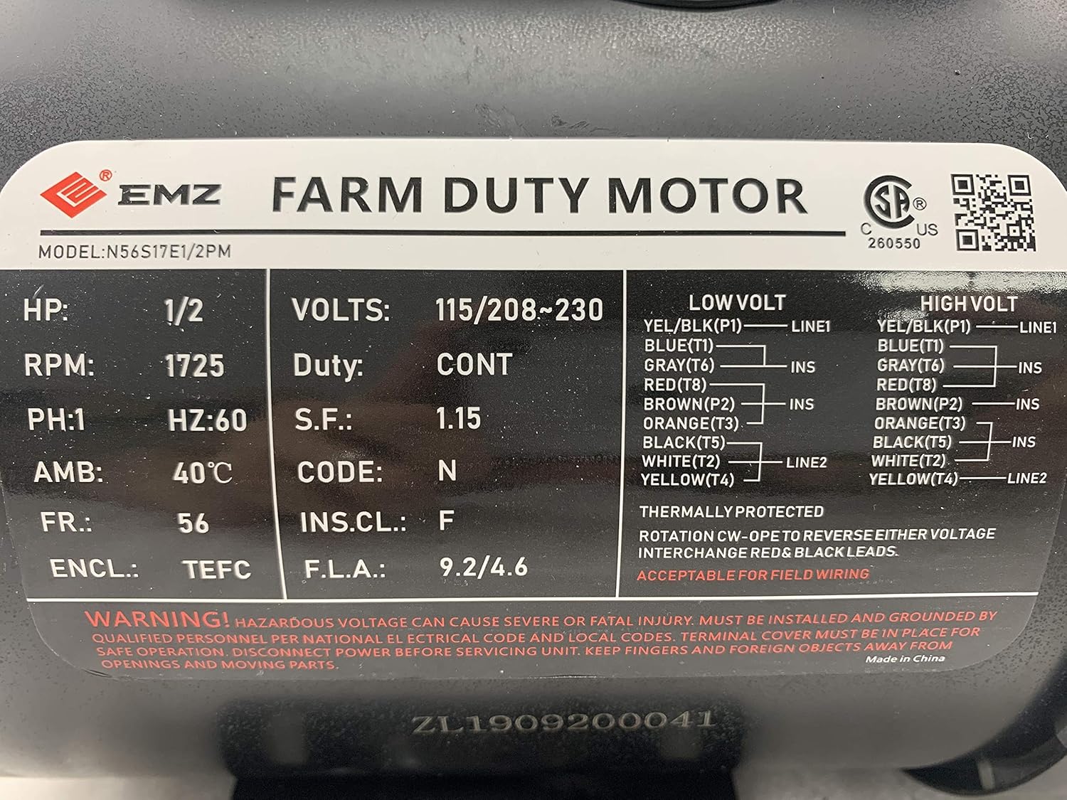 Amаzіng 🔥 NEW 1/2 HP Single Phase TEFC FARM Duty NEMA Electric Motor, 1725 RPM, 56 Frame, 5/8 Shaft Diameter, 115/208~230 VOLT