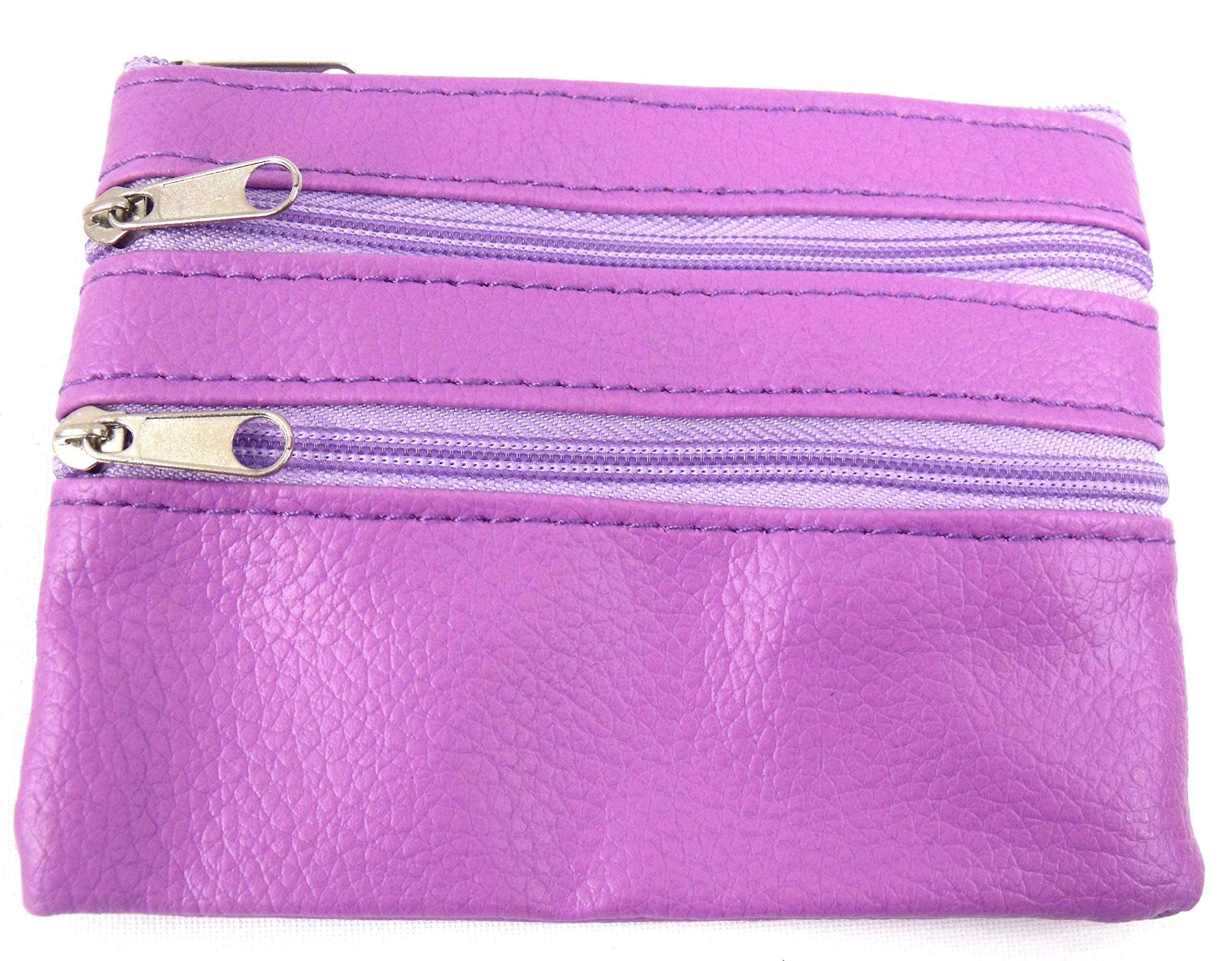 L E Ladies Small Coin Change Pouch Key Ring (Purple)