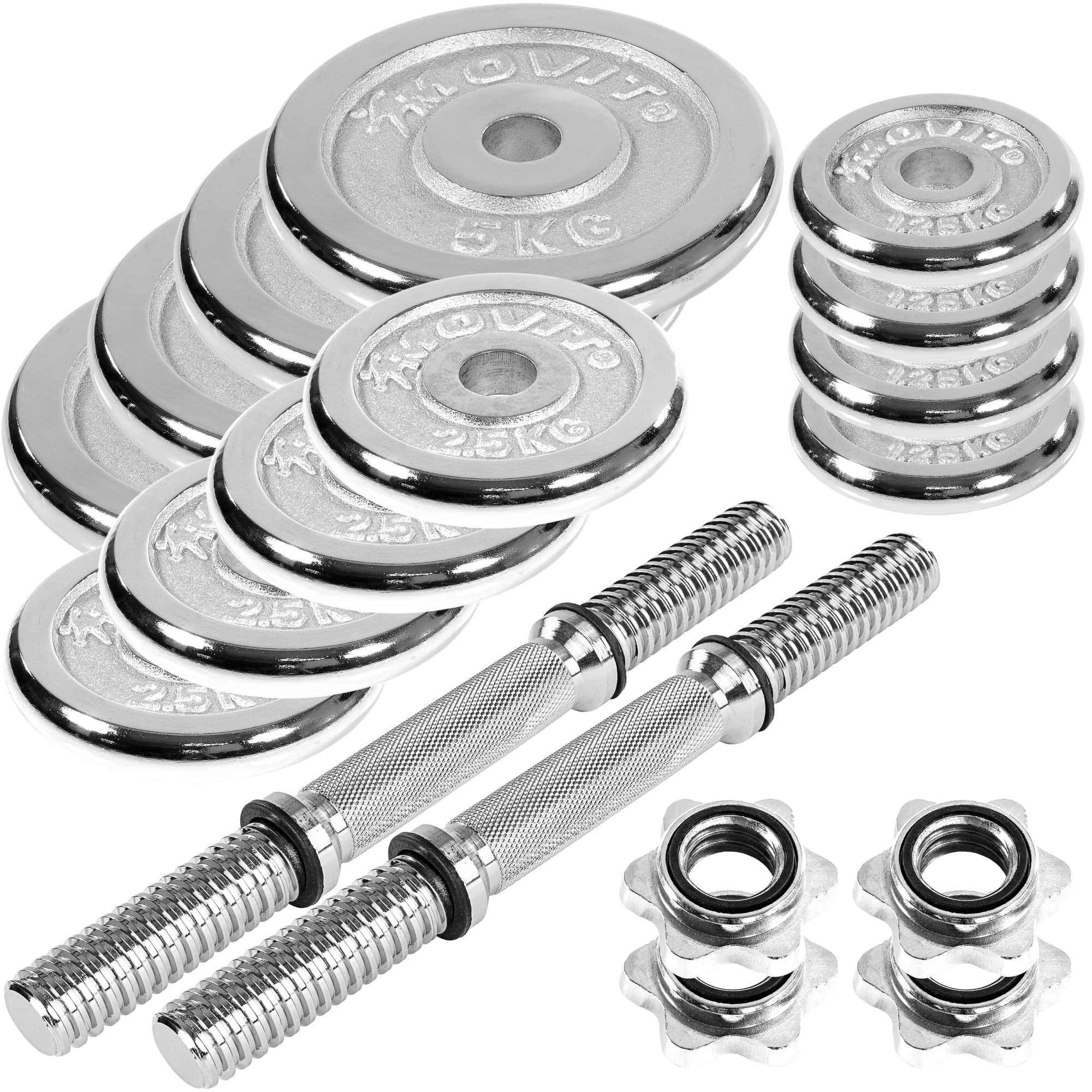 MOVIT® Halterschijven Set 5 kg 4 x 1,25 Gewichten Gietijzer Zwart 30 mm