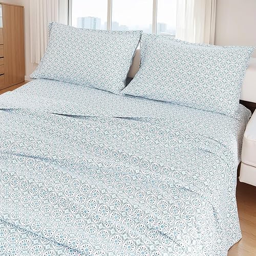 UDEAL Sábanas florales tamaño California King, sábanas estampadas de lujo, microfibra cepillada suave, bolsillo profundo de hasta 17 pulgadas, sin