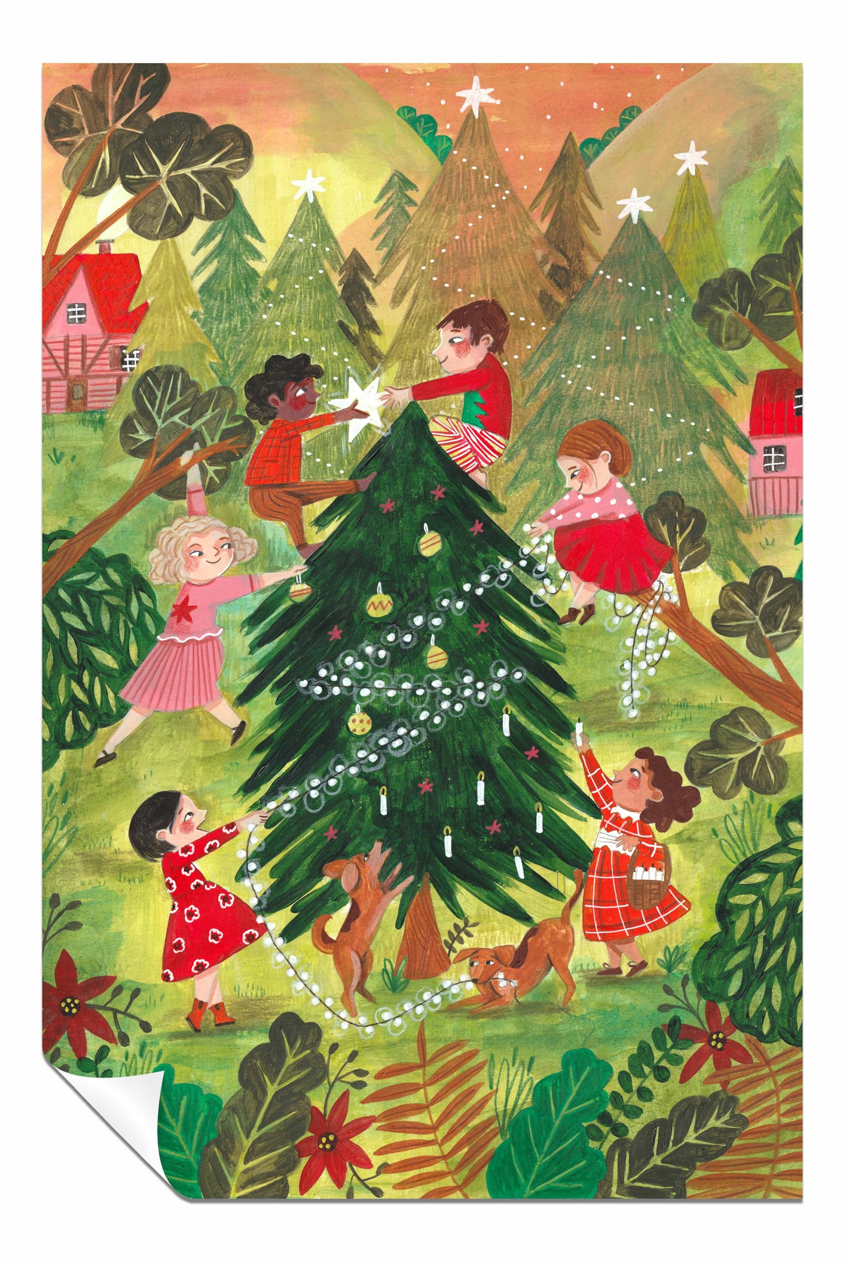 Decorating the Christmas tree Unframed Poster Print, Pictures for Home Walls, Bedroom, Living Room & Bathroom Decor 31x20cm (12x8in)