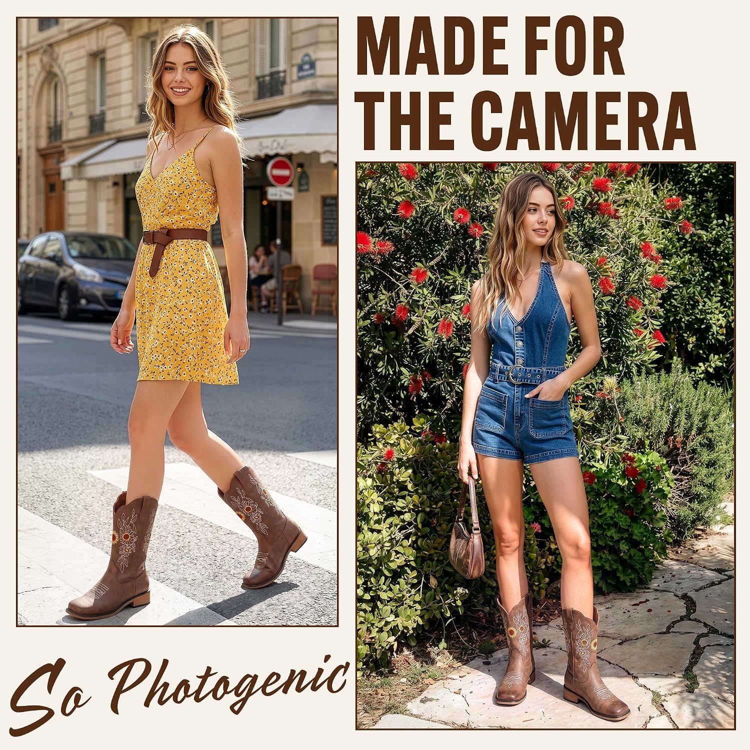 SheSole Women’s Square Toe Cowboy Boots