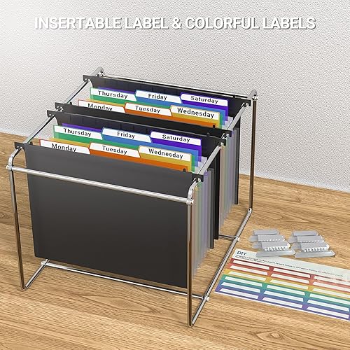 Miniatura 6 de Carpetas colgantes de plástico expandibles para archivador, pestaña de corte de 13, carpeta divisora de acordeón de 7 bolsillos, pestañas