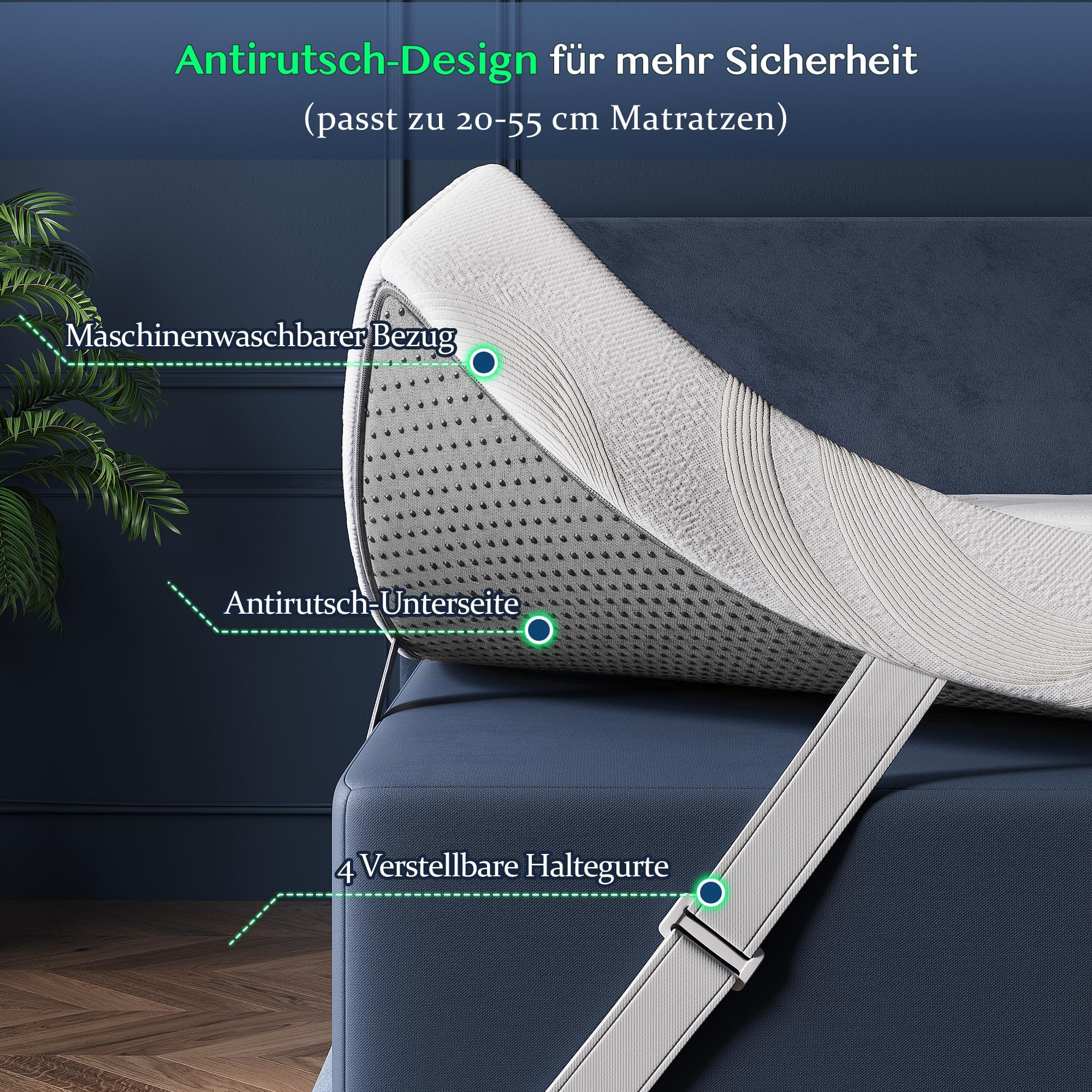 10cm Höhe Matratzen Topper 140x200 aus Gel Memory Foam, H2&H3, Gel Topper mit abnehmbarem Bezug, 100 Tage Testschlaf, Matratzentopper für Wohnwagen, Schlafsofa, Boxspringbett