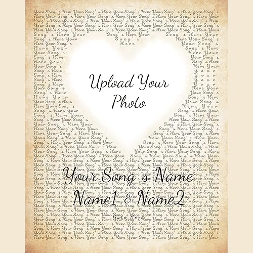 Vista 109 de Letras de música personalizadas, canciones, lienzo/fotos sin marco/impresiones enmarcadas con corazón en nombres de corazón, fecha de carga de fotos