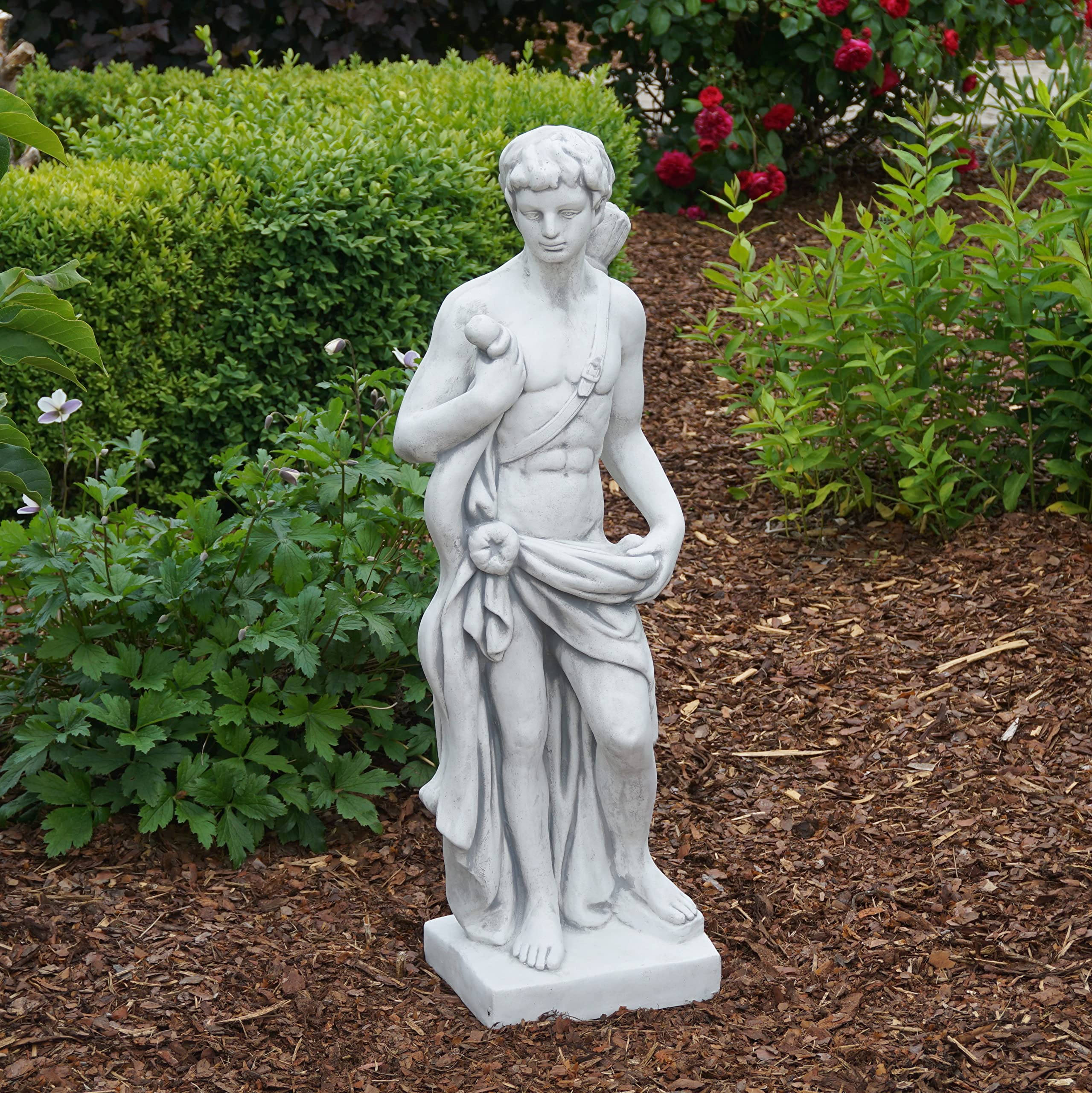 gartendekoparadies.de Statue des Jägers Orion, Steinfigur aus Steinguss, H. 85 cm, 36 kg, Grau, Frostsicher für Außenbereich