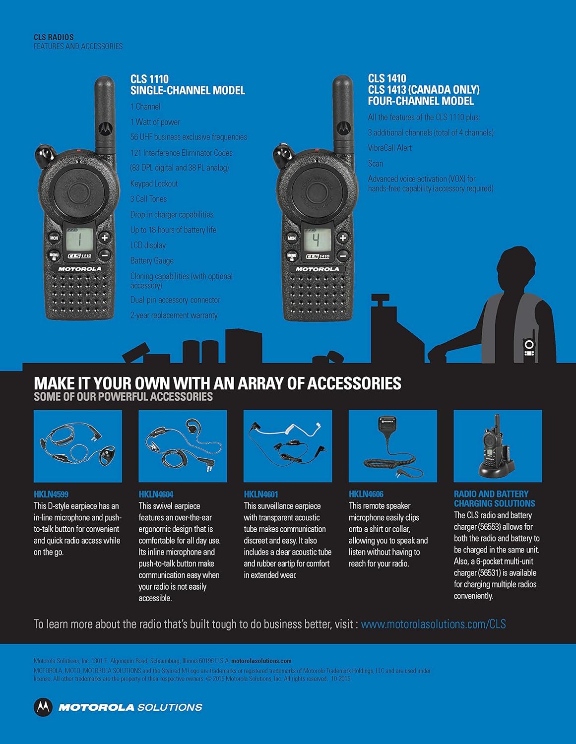 6 CLS1410 - UHF 1 Watt 4 Channel Radios & 1 56531 6 Radio Charger by Motorola Solutions - Intended for Business Use Black