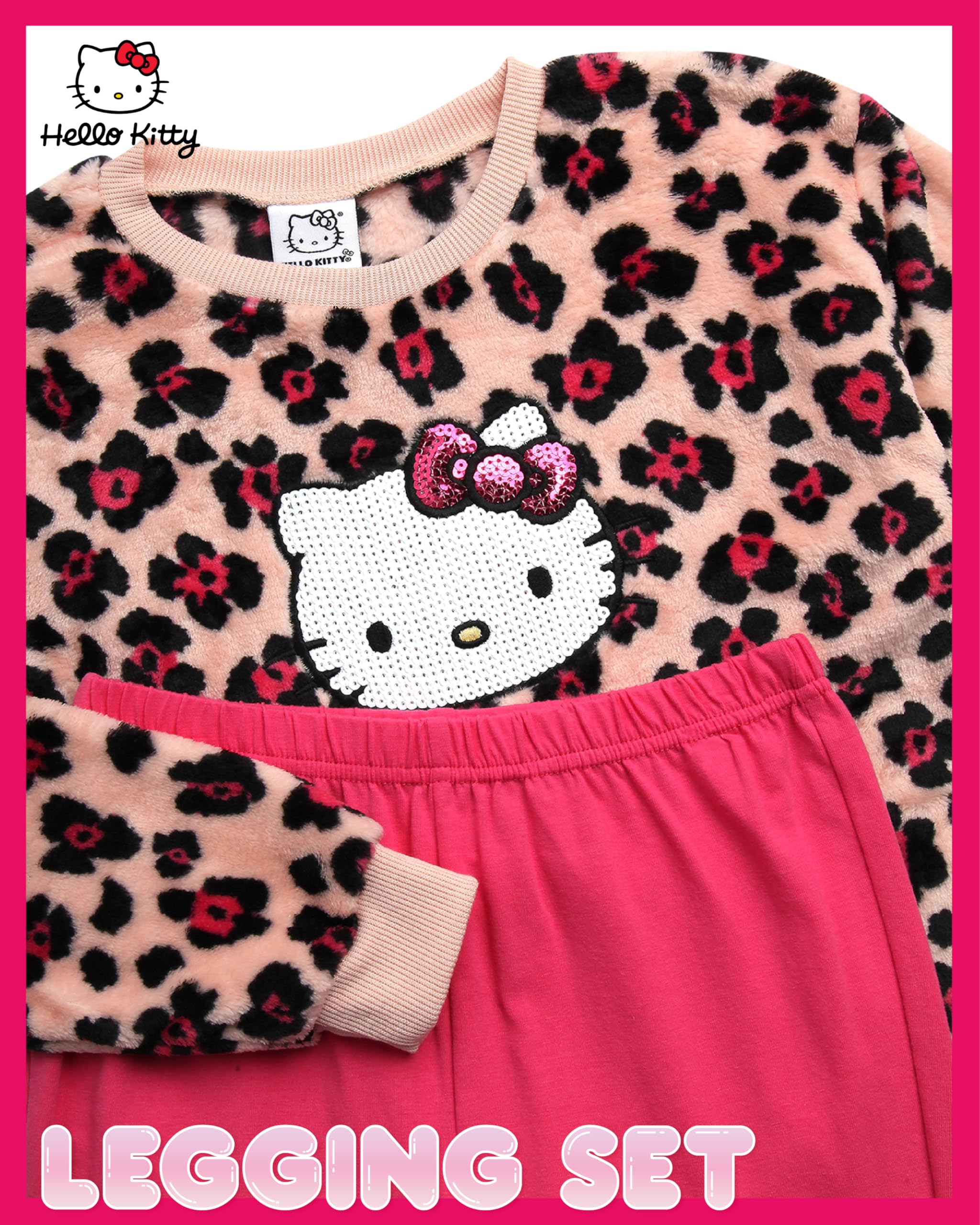Hello Kitty Mädchen-Pullover-Set – 2-teiliges Outfit mit weichem Rundhalsausschnitt und Legging-Hosen Set für Mädchen (Größen 2T-12)