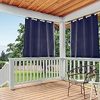 Town & Country Basics Cabana Heavyweight Indoor Outdoor Curtains, Water Repellent Grommet Top, Light Filtering 54x63 Dark Navy 2-Pack