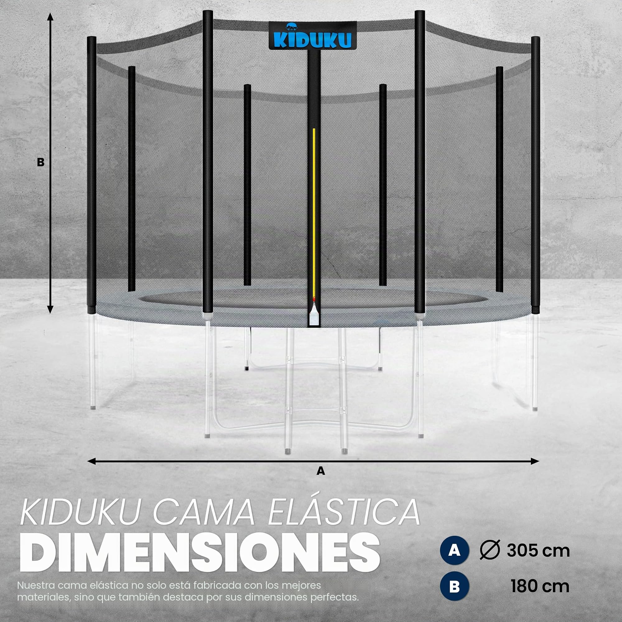 KIDUKU® Sólo Red de Seguridad para Cama Elástica de Jardín | Red Protectora de Reemplazo Ø 244 305 366 427 cm (NO Incluye Cama elástica Completa)