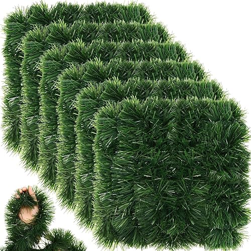 Miniatura 7 de Retrowavy Paquete de 4 guirnaldas de Navidad de 200 pies de decoración no iluminada, vegetación suave, decoración de vacaciones, sin luz, torsión