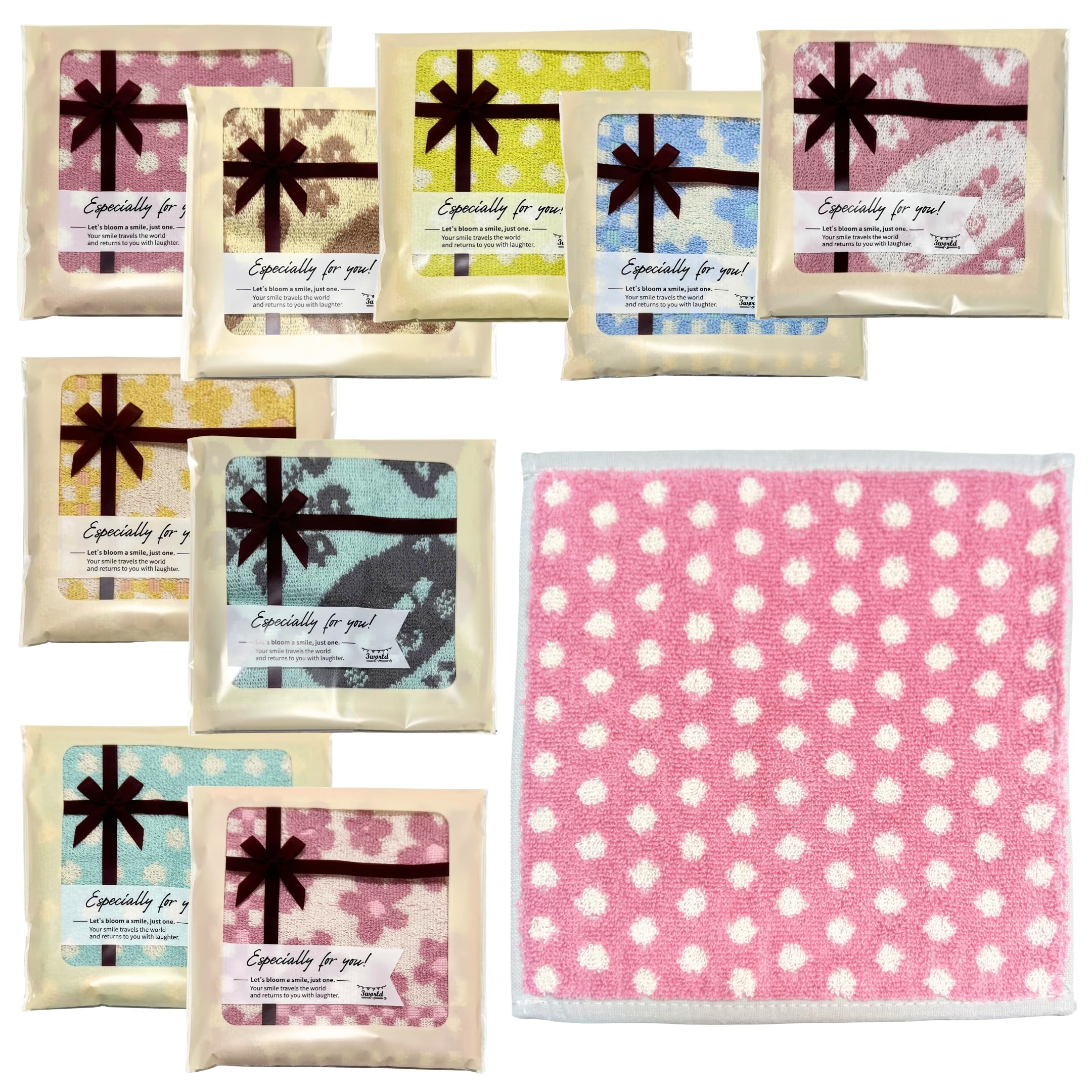 Amazon.co.jp: [3world] ギフト タオルハンカチ 20x20cm プチギフト