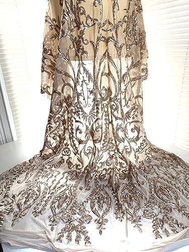 Miniatura 3 de Esmeralda - 10102 - Lentejuelas champán sobre tela de malla de encaje