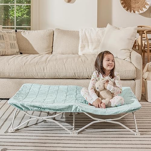 Regalo My Cot - Cama portátil para niños pequeños, espuma de mar, incluye una sábana bajera acolchada resistente al agua, capacidad de peso de 75