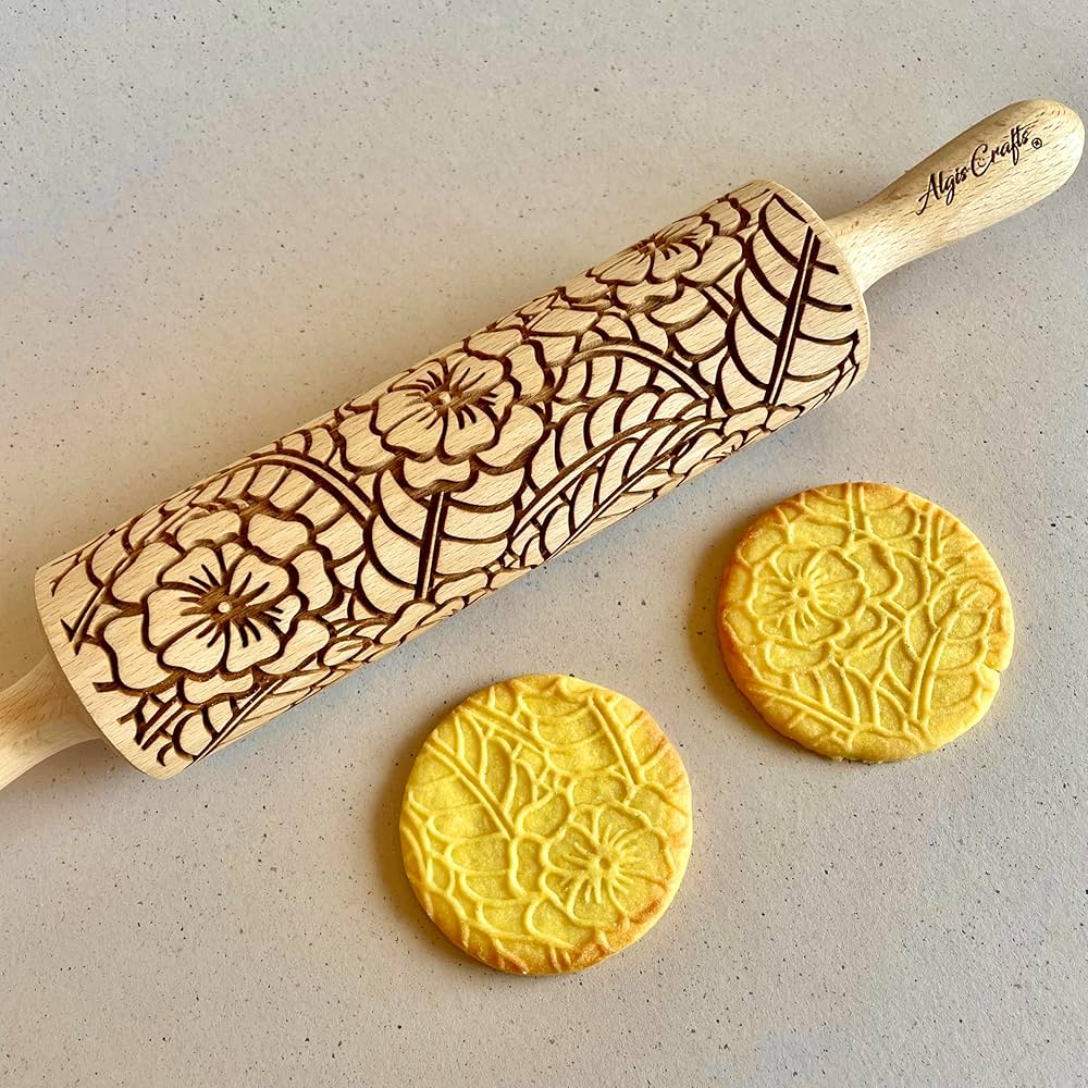 ROYAL Embossing Rolling Pin. Engraved Dough Roller For Embossed