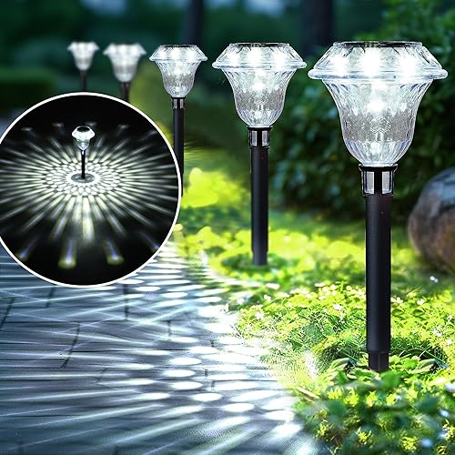 SOLPEX Luces solares para camino, decoración de jardín para patio, luces de jardín alimentadas por energía solar, iluminación de paisaje, luces