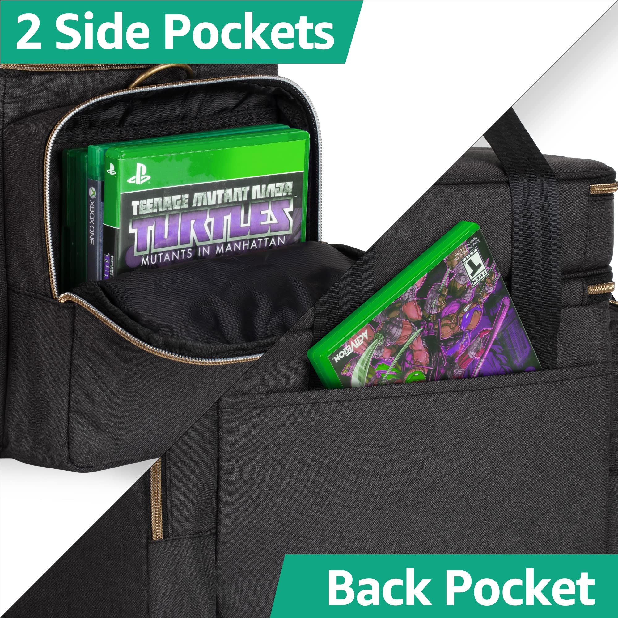 Trunab Borsa da Viaggio per Console Compatibile con Xbox Series X, Borsa a Doppio Strato con Molteplici Tasche per Controller Xbox, Giochi, Cuffie, Cavi, Hard Disk Portatile e Altri Accessori, Nero