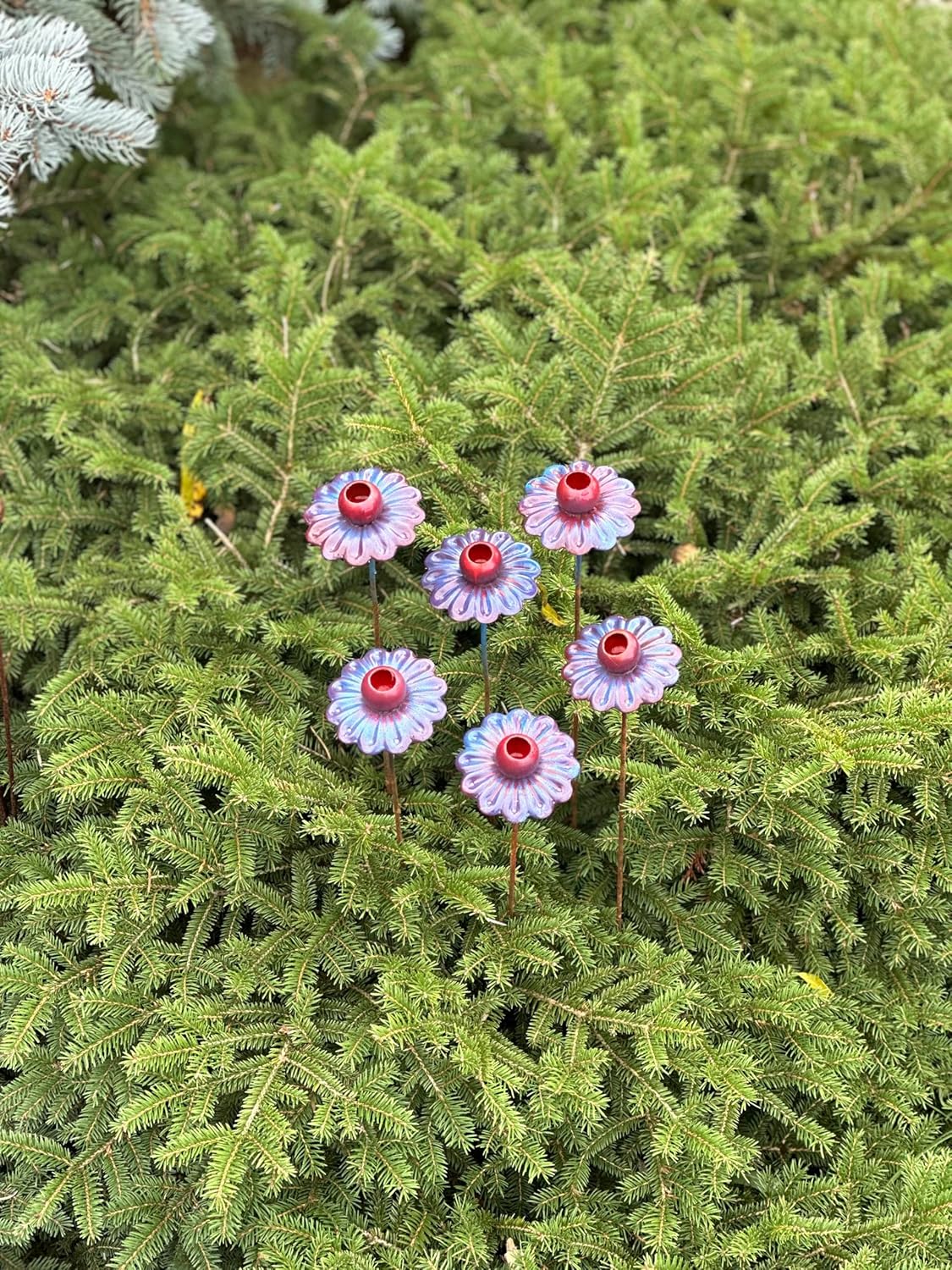 Metal Flowers Set of 6, Garden Stakes Decor, Yard Art, Outdoor Decor, Colorful Metal Garden Sculpture