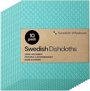 Swedish Wholesale Swedish Dish Cloths - 10 Pack Reusable, Absorbent Hand Towels for Kitchen, Counters & Washing Dishes - C...