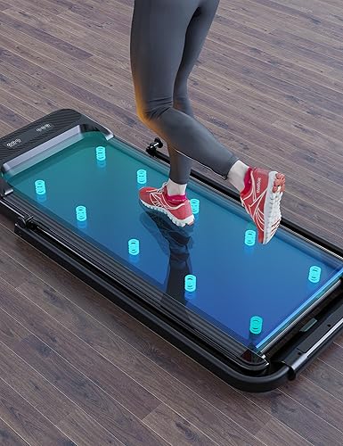 Miniatura 5 de Cinta de correr 2 en 1, 2.25 HP 0.6-6.2 MPH para correr, caminar, caminadora plegable con datos de entrenamiento en tiempo real en pantalla LCD,