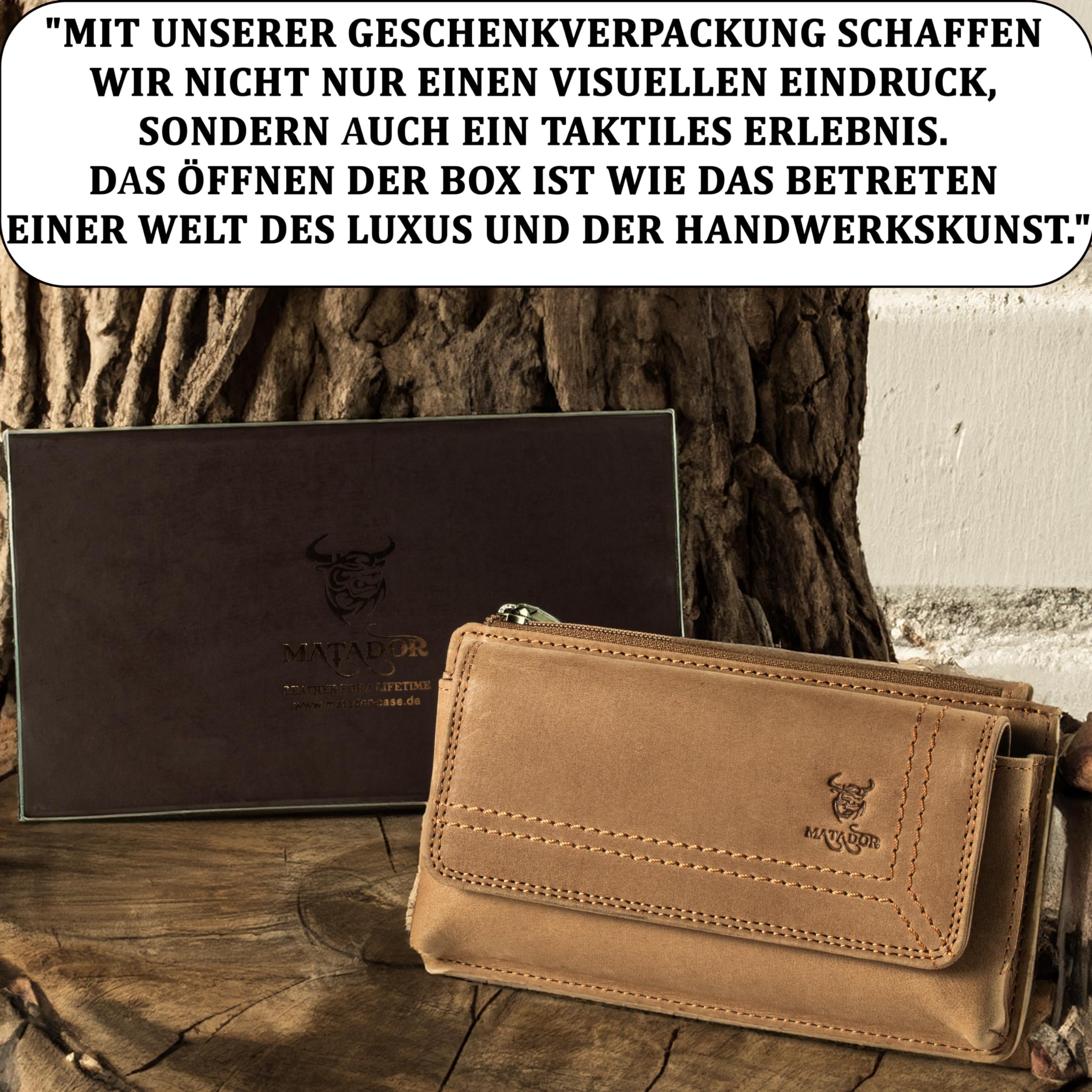 MATADOR Echt leren heuptas met magneetsluiting, YKK-ritsvak en RFID