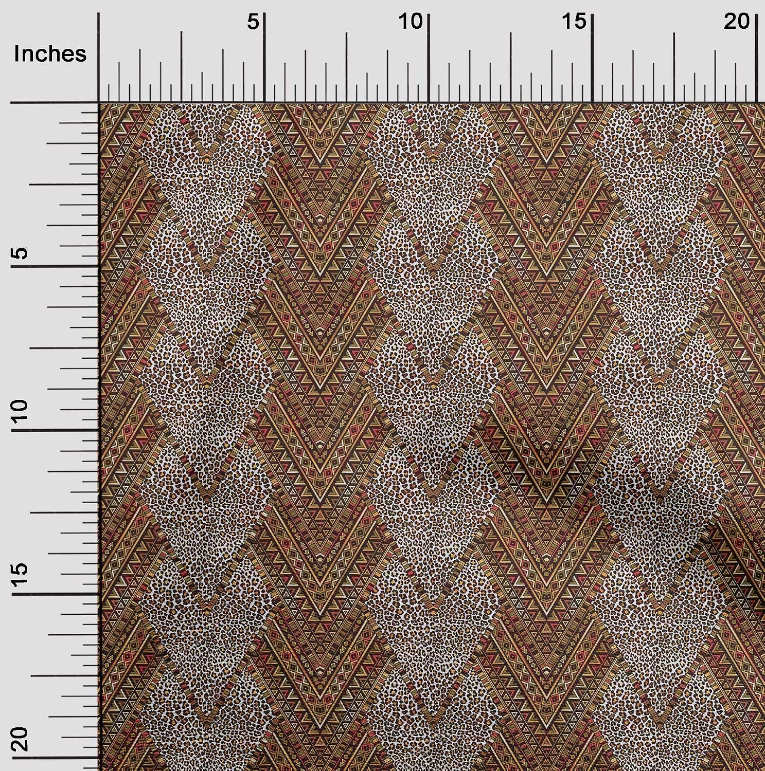 oneOone Viscose Chiffon Brown Fabric African Aztech with Animal Skin DIY Clothing Quilting Fabric Print Fabric By Yard 42 Inch Wide