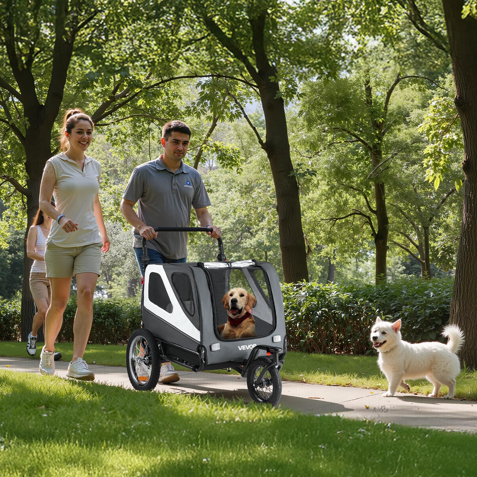 VEVOR Remorque de Vélo Chien Pliable ChargePoussette Animaux de CompagnieFacile à Plier avec Roues à Dégagement Rapide, Coupleur de Vélo Universel, Réflecteurs, Drapeau,