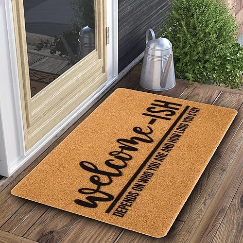 Miniatura 5 de Welcome-Ish - Felpudo para puerta delantera, Welcome-Ish Depends Who You eres, tapete antideslizante para entrada al hogar, granja (17 x 29 pulgadas)