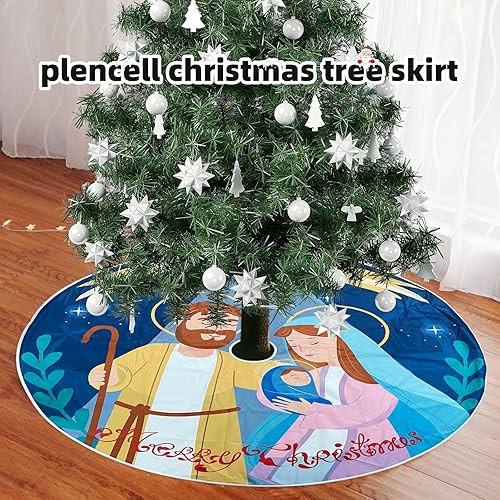 Miniatura 4 de Falda de árbol de Navidad – 48 pulgadas Decoración de tapete de vacaciones de invierno para fiesta feliz
