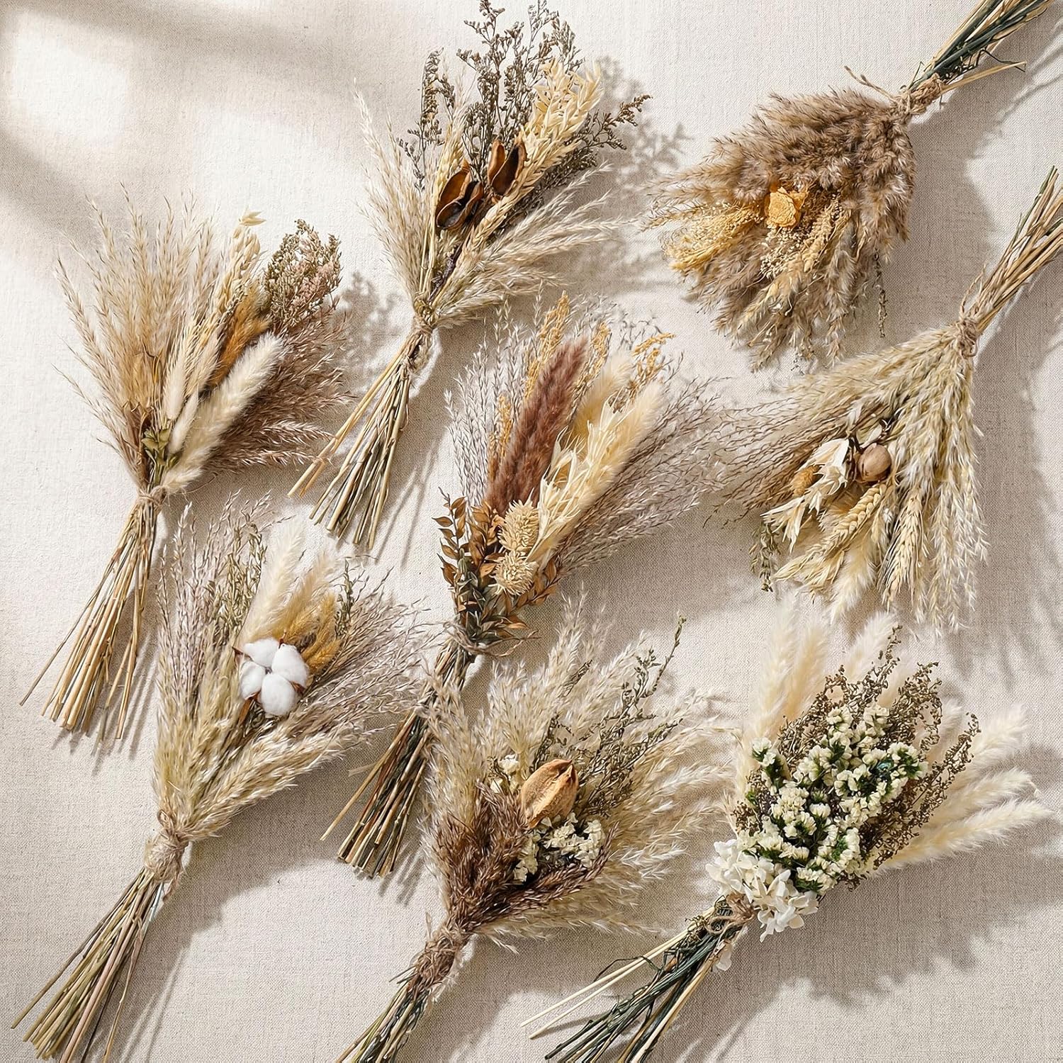 Layhit 8 Pack Large Size Boho Dried Flower Bouquet 15-17 Inch Wedding Handmade Dry Flowers for Vase Crafts DIY Photo Boutonniere for Men Floral Plant for Bridesmaid Gift Birthday Decor (Classic)