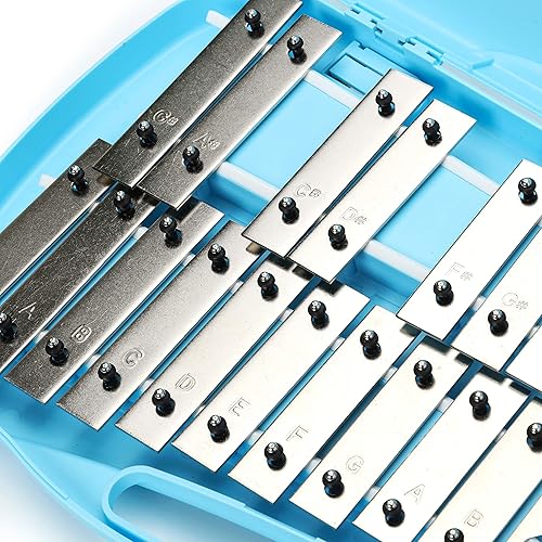 Miniatura 13 de 25note Glockenspiel, xilófono para niños y adultos, instrumento de purificación [fabricado en Corea] (amarillo-arcoíris)