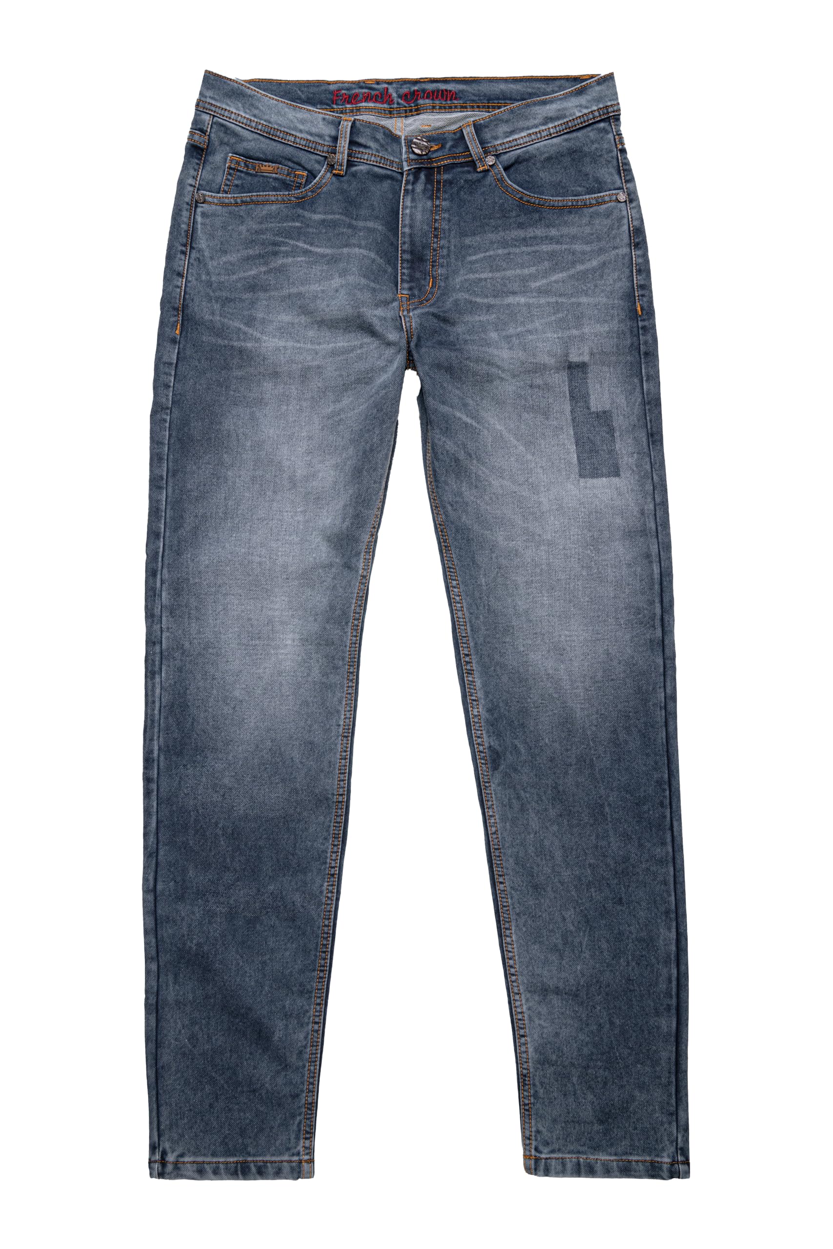 FRENCH CROWN Scarpa Gray Whiskering Wash Stretchable Denim