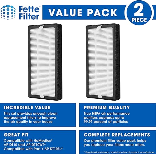 Miniatura 2 de Paquete de 2 filtros de repuesto AP-DT10FL True Hepa compatibles con los modelos de purificador de aire de escritorio TotalClean AP-DT10BK y
