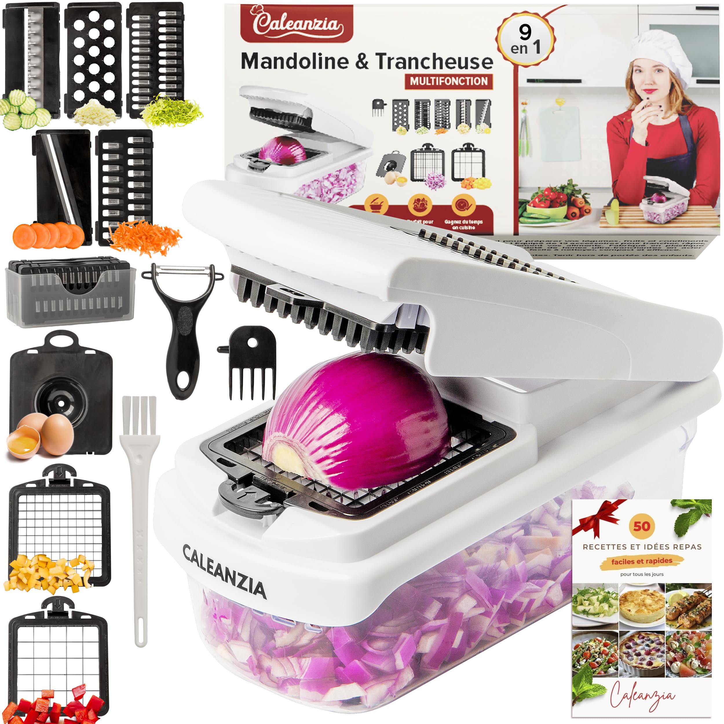 Mandoline Cuisine Multifonctions,Mandoline Professionnelle Cuisine - Trancheur de Légumes Manuel,Decoupe Legumes,Cube Oignon Carotte,Tomates - Rapeuse Legume,Coupe Legumes Multifonctions