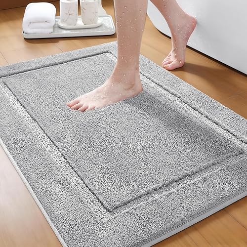 Miniatura 13 de Alfombras de baño de 32"x20", tapete de baño de microfibra absorbente ultra suave, grueso, afelpado y esponjoso, respaldo antideslizante, tapetes de